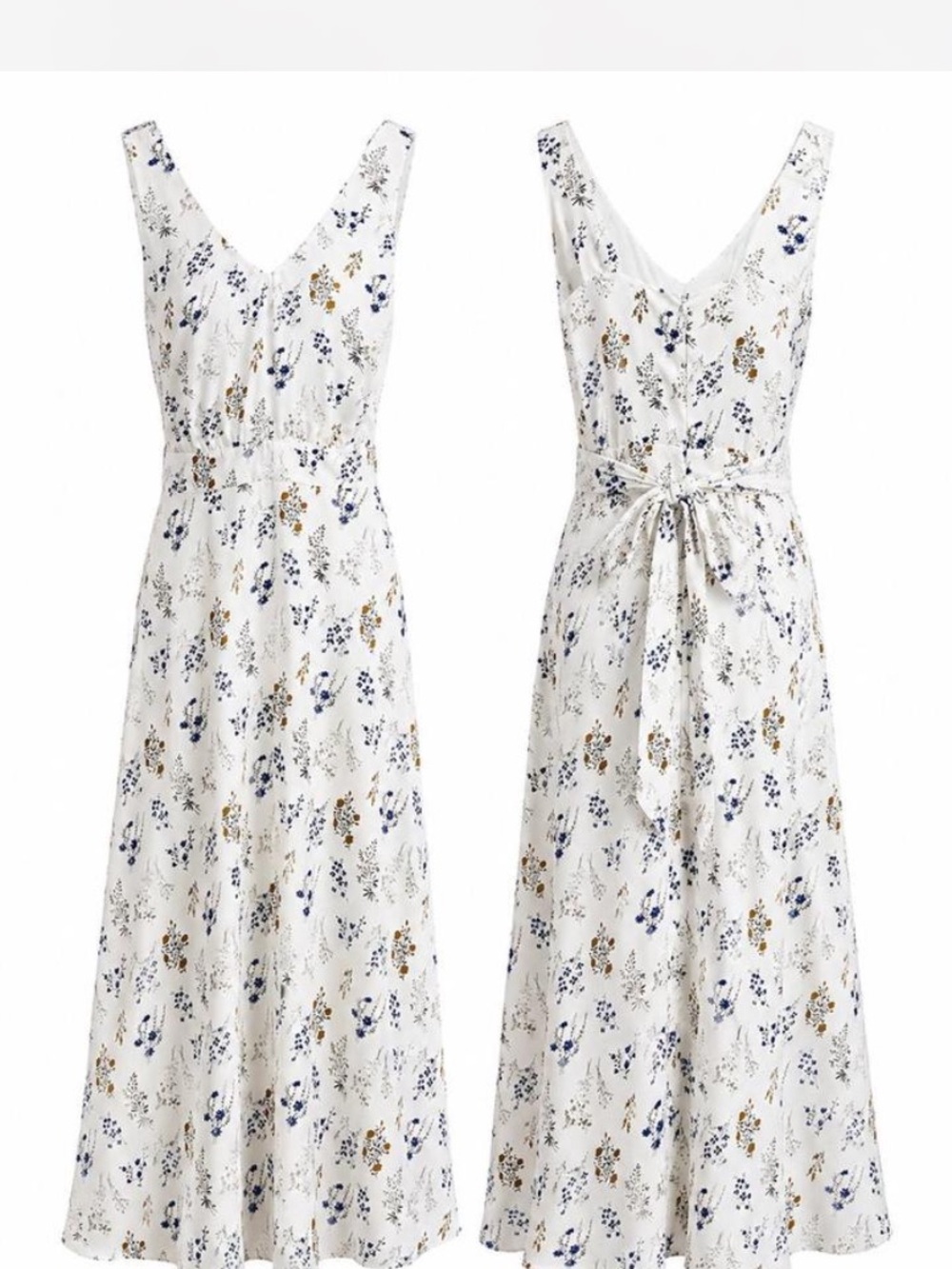 DIP White Floral Sleeveless Midi Dress Tie Back Size 6